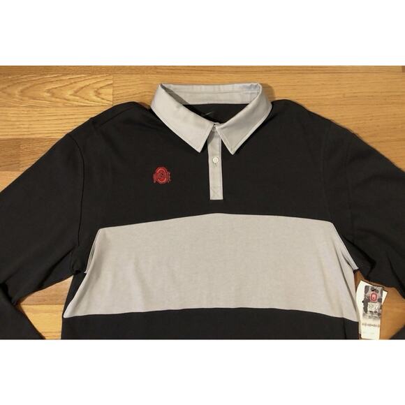 Ohio State Buckeyes Nike Long Sleeve Polo Shirt Rugby Jersey Mens Large NEW - Picture 2 of 11
